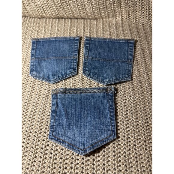 Vintage Denim Jean Pockets Lot Of 16 For Crafting & Sewing Projects Asst Shades - Picture 2 of 7